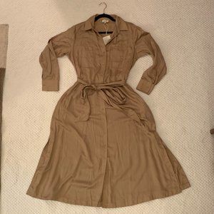 Tan Button-Up Dress